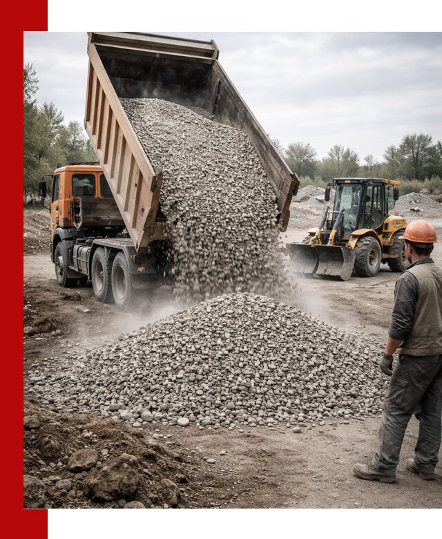 Доставка щебня в Югорске крупными и мелкими фракциями