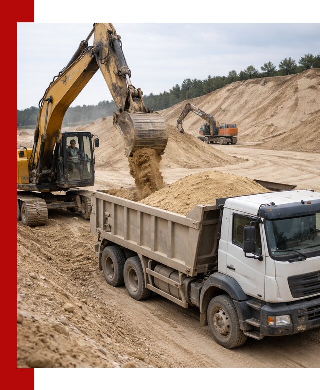 Доставка карьерного песка с самосвалами и разгрузкой в Югорске