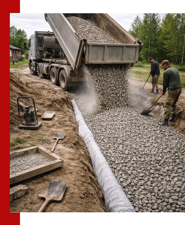Гравий для дренажа с доставкой в Югорске качественный и недорогой