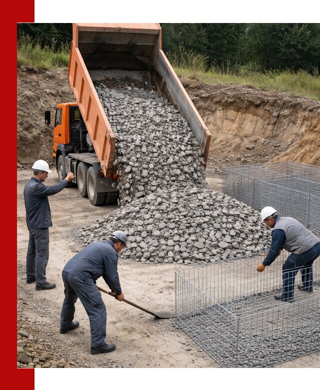 Камень для габионов с доставкой в Югорске быстро и надёжно