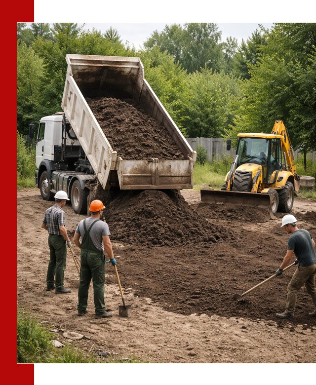 Доставка и укладка грунта для выравнивания участка в Югорске