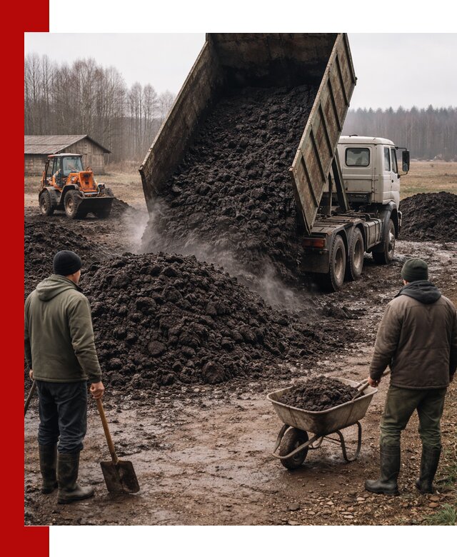 Доставка низинного торфа с разгрузкой и доставкой в Югорске