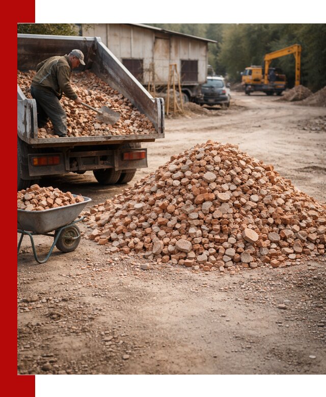 Доставка и подушка из боя кирпича с разгрузкой в Югорске