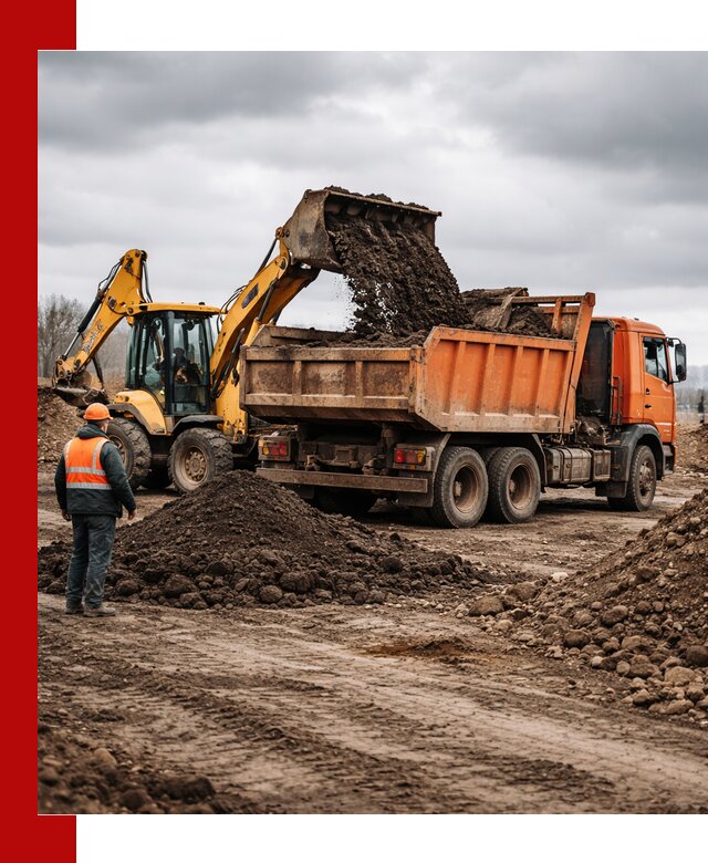 Вывоз грунта и строительного мусора в Югорске грузовыми самосвалами