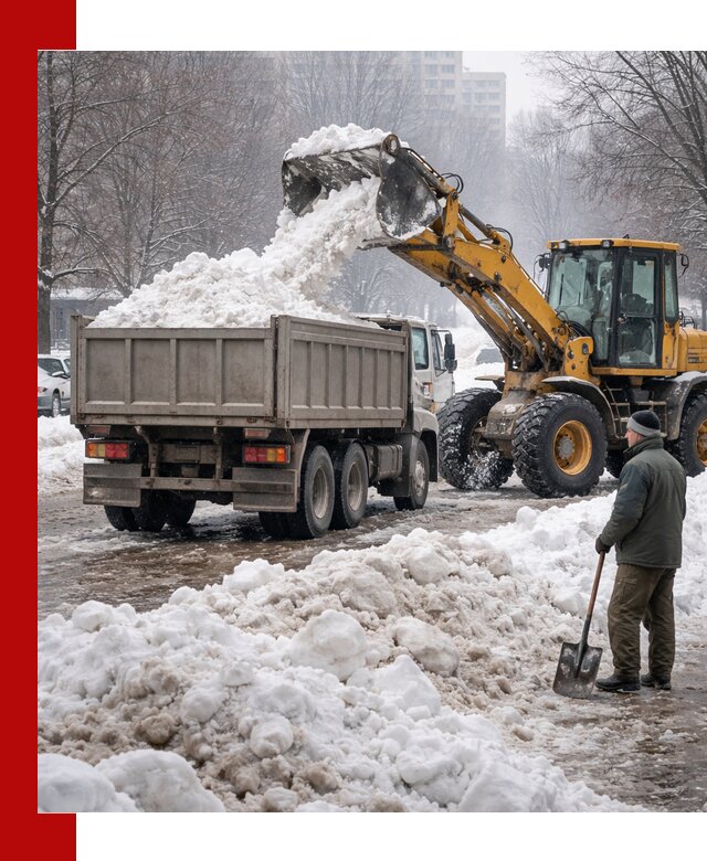 Вывоз снега грузовой техникой в Югорске оперативно и чисто