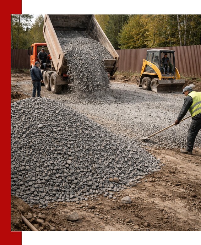 Отсыпка участка щебнем с доставкой и уплотнением в Югорске